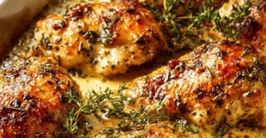 Delicious Baked Ranch Chicken dish garnished with herbs