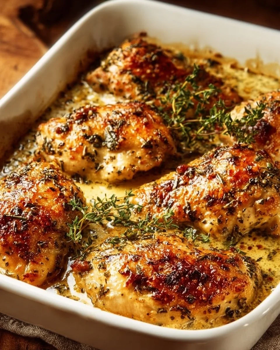 Delicious Baked Ranch Chicken dish garnished with herbs