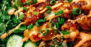 Bang Bang Chicken Bowl Delight with colorful ingredients and rich flavors