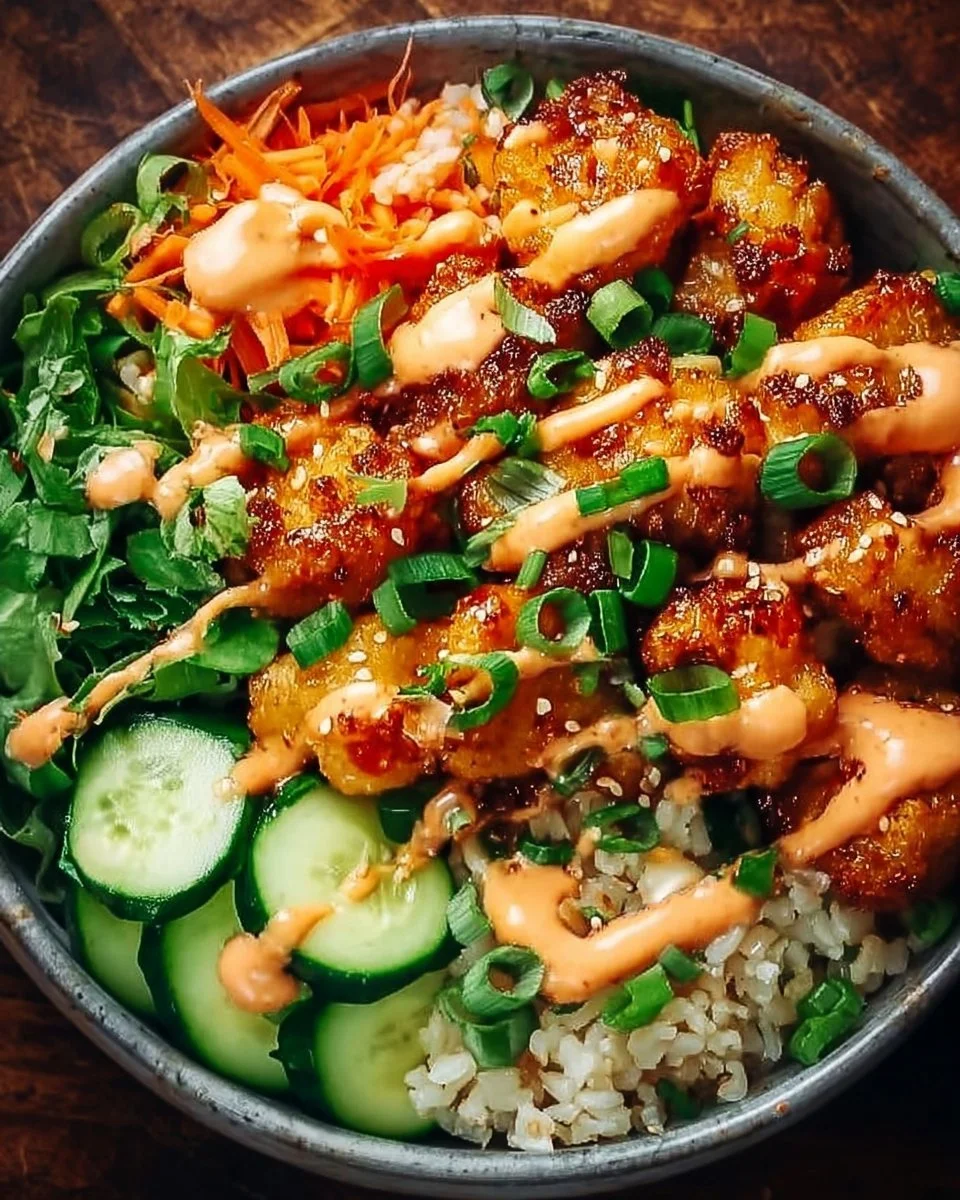 Bang Bang Chicken Bowl Delight with colorful ingredients and rich flavors