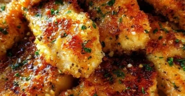 Delicious Blackstone Garlic Parmesan Chicken cooked on a griddle.