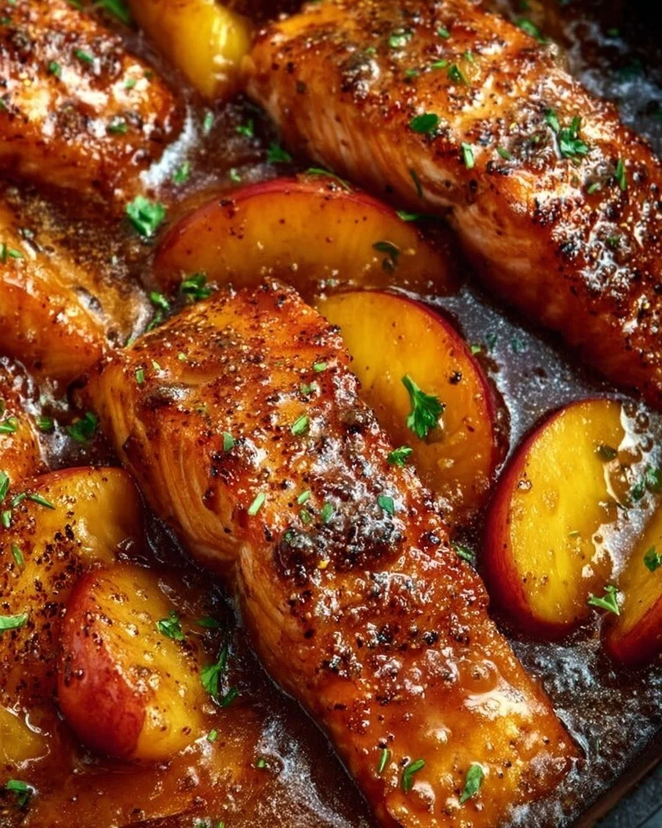 Bourbon Peach Roasted Salmon