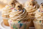 Delicious Cookie Dough Cupcakes with chocolate icing and cookie dough toppings