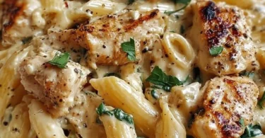 Delicious creamy ricotta chicken pasta dish served on a plate
