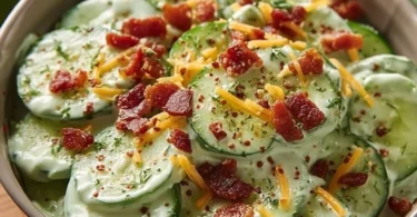 Crispy cucumber snack served with creamy avocado ranch dip