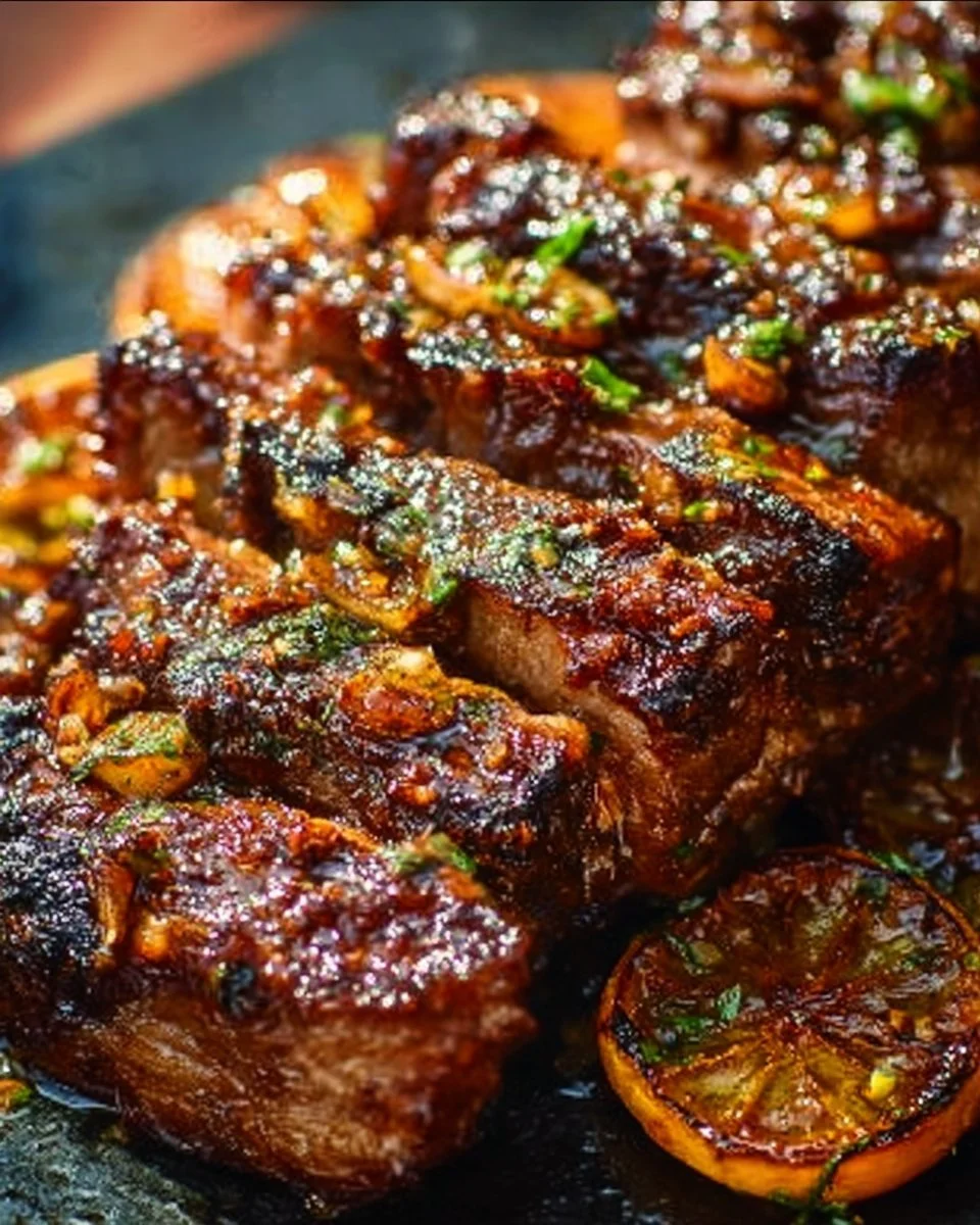 Delicious Cuban Mojo Pork served with fresh herbs and citrus. A flavorful main dish.