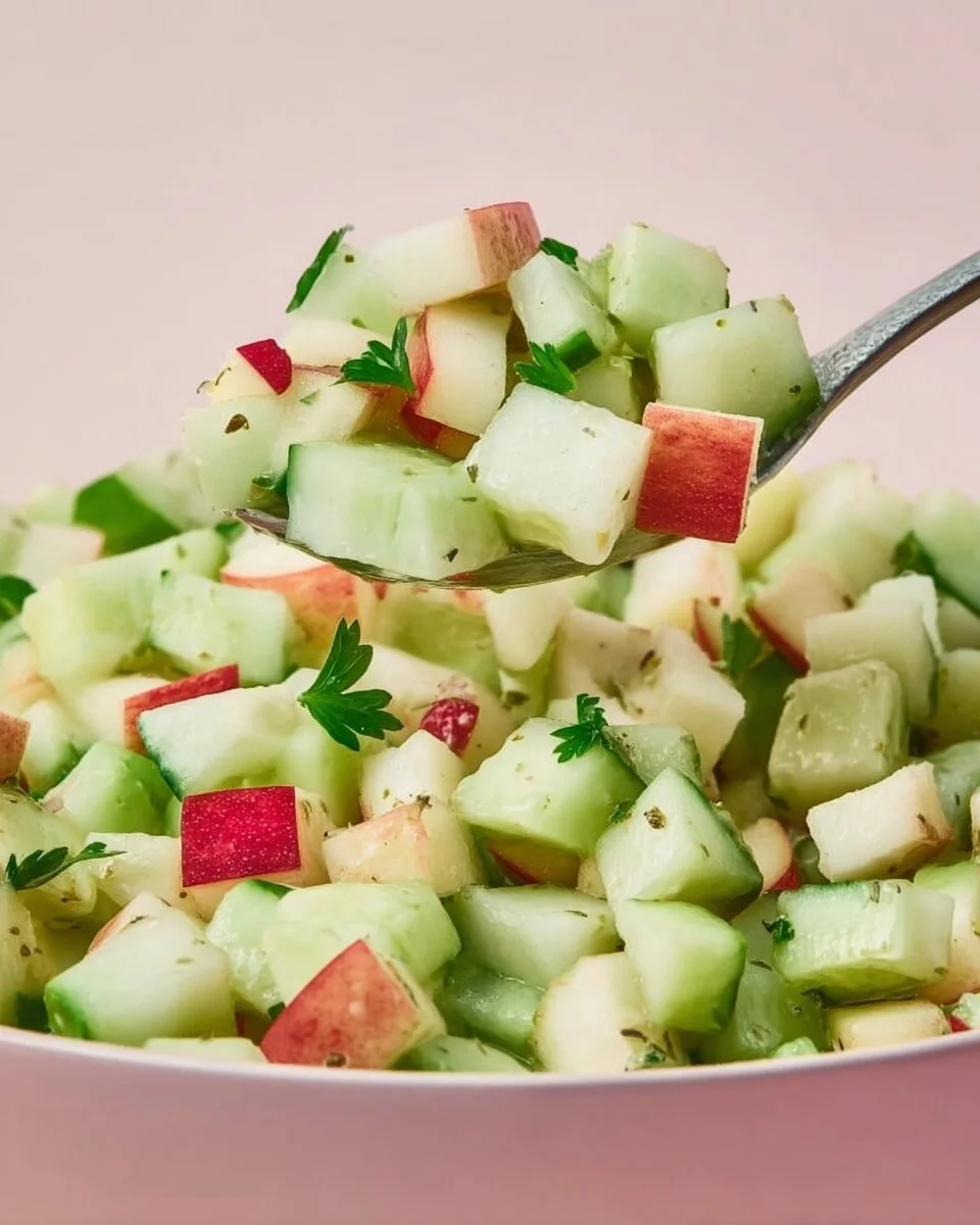 Fresh Cucumber Apple Salad with vibrant ingredients served in a bowl
