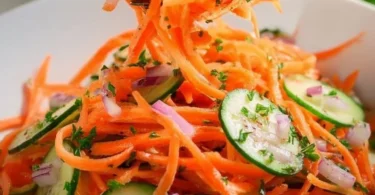 Fresh Cucumber Carrot Salad with herbs and a light dressing
