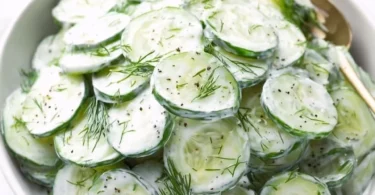 Fresh cucumber yogurt salad with herbs and spices