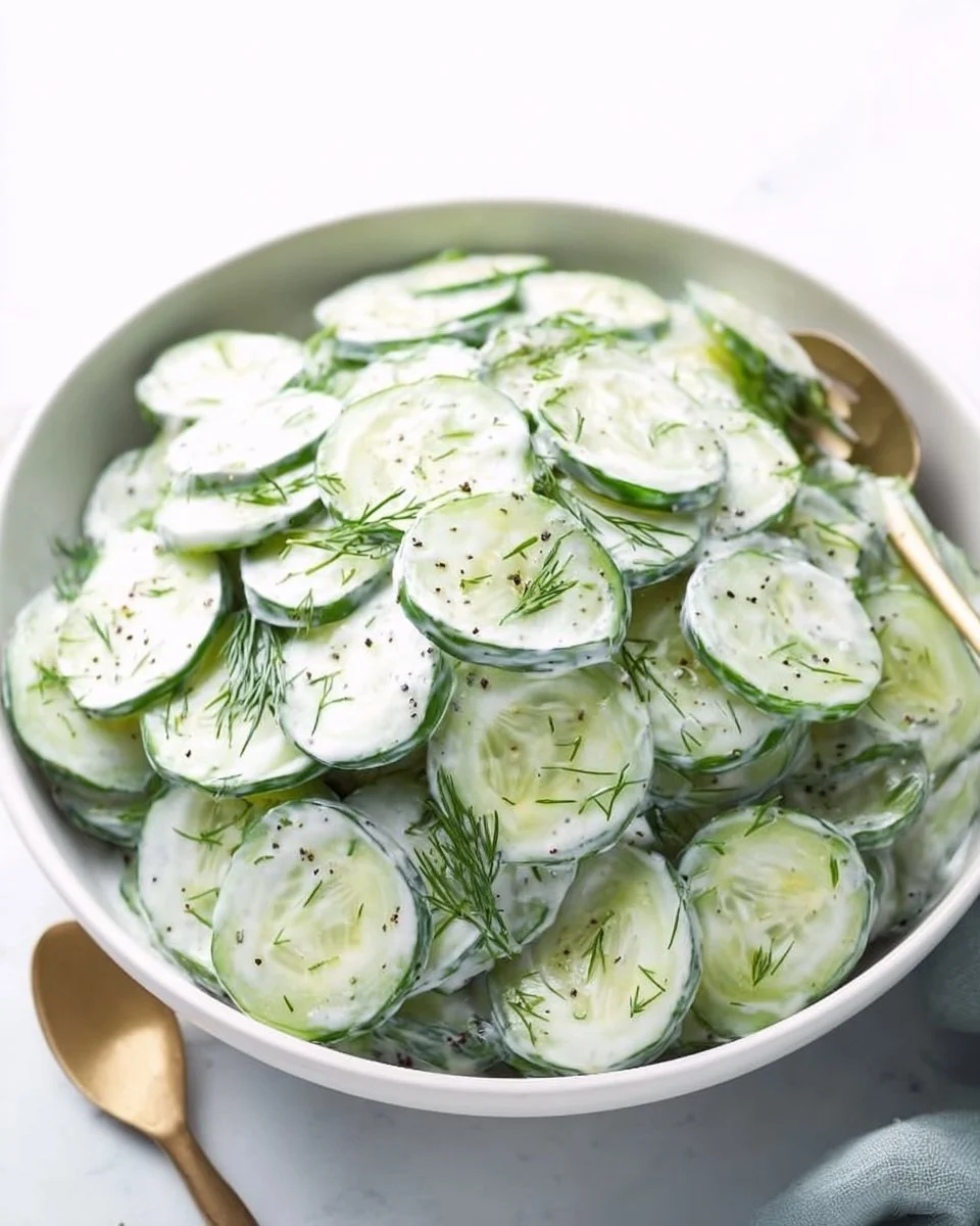 Fresh cucumber yogurt salad with herbs and spices