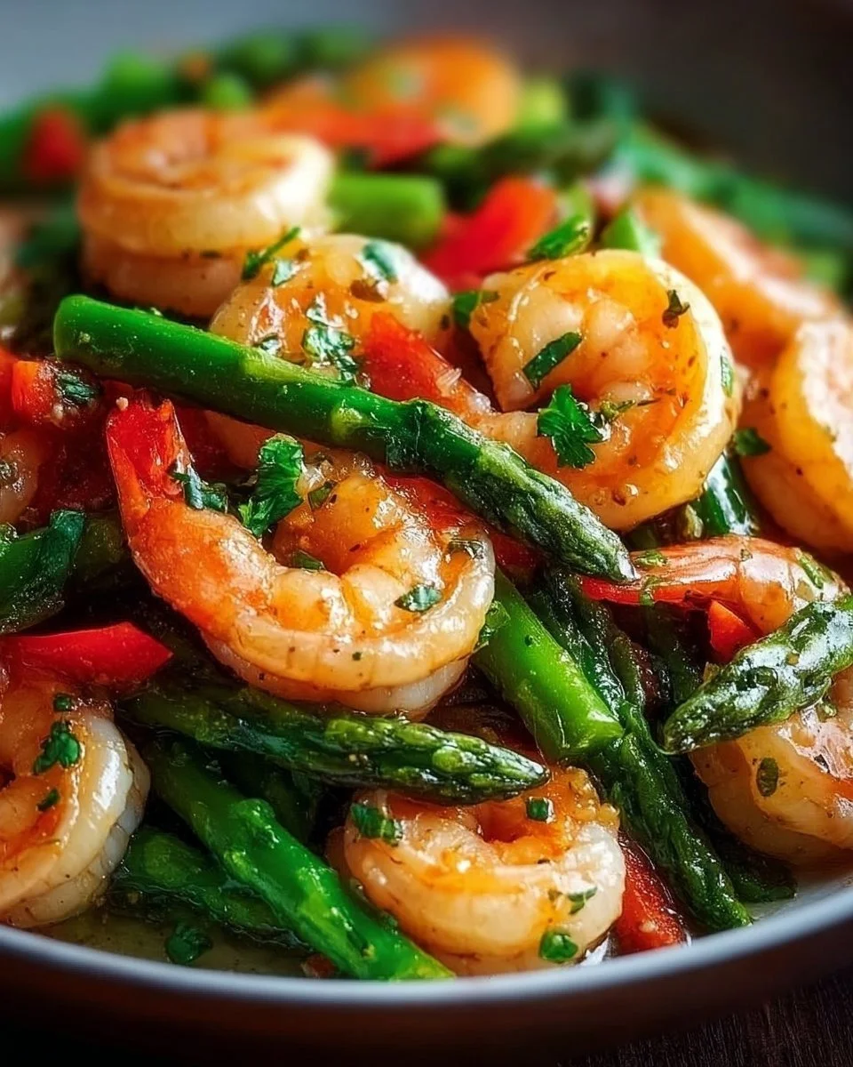 Delicious Easy Healthy Shrimp and Asparagus Stir Fry