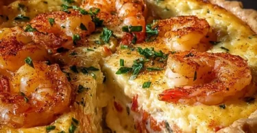 Delicious Florida Shrimp Pie served on a plate with fresh herbs
