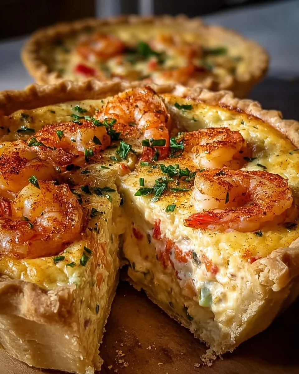 Delicious Florida Shrimp Pie served on a plate with fresh herbs