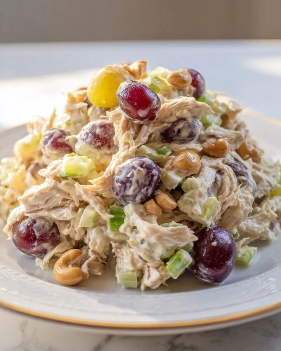 Napa Cashew Chicken Salad with vibrant vegetables and cashews