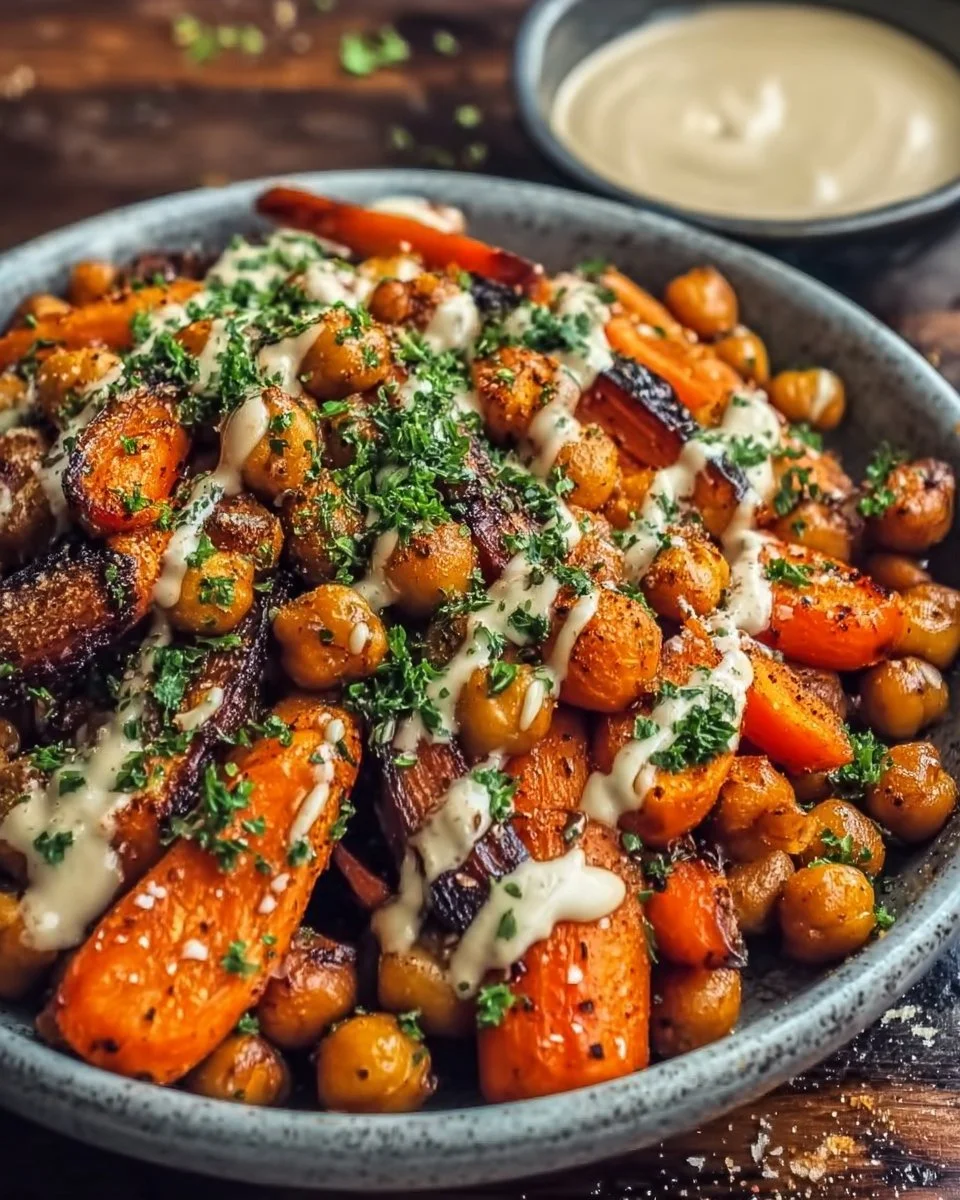 One-Pan Roasted Carrot and Chickpea Bowl