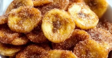 Air fryer cinnamon-sugar banana chips ready to enjoy as a healthy snack