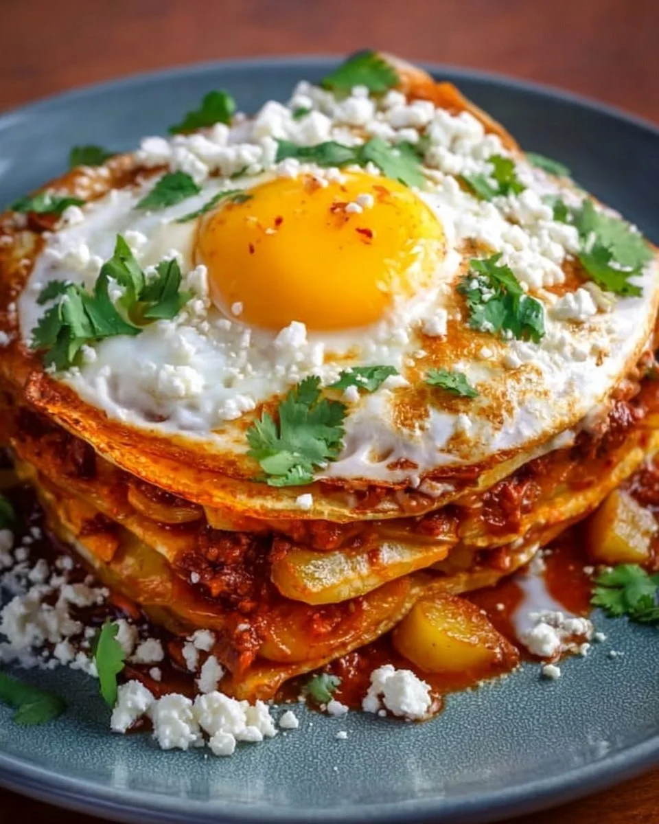 Stacked Potato and Chorizo Enchiladas