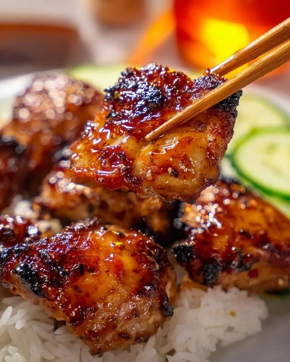 Sticky Sweet Chili Chicken Thighs with a flavorful glaze