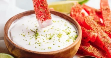 Tajin-coated spicy watermelon fries served as a refreshing snack.